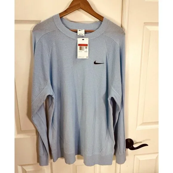 Nike Tour Men's Golf Sweater Pullover Blue/Black Size Large Dry-Fit Crewneck NWT